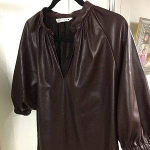 Zara Pleather Maroon Blouse